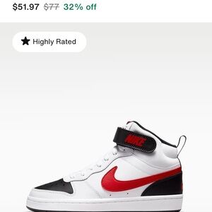 Nike Court White/Red/Black Kids High-Top Sneakers
